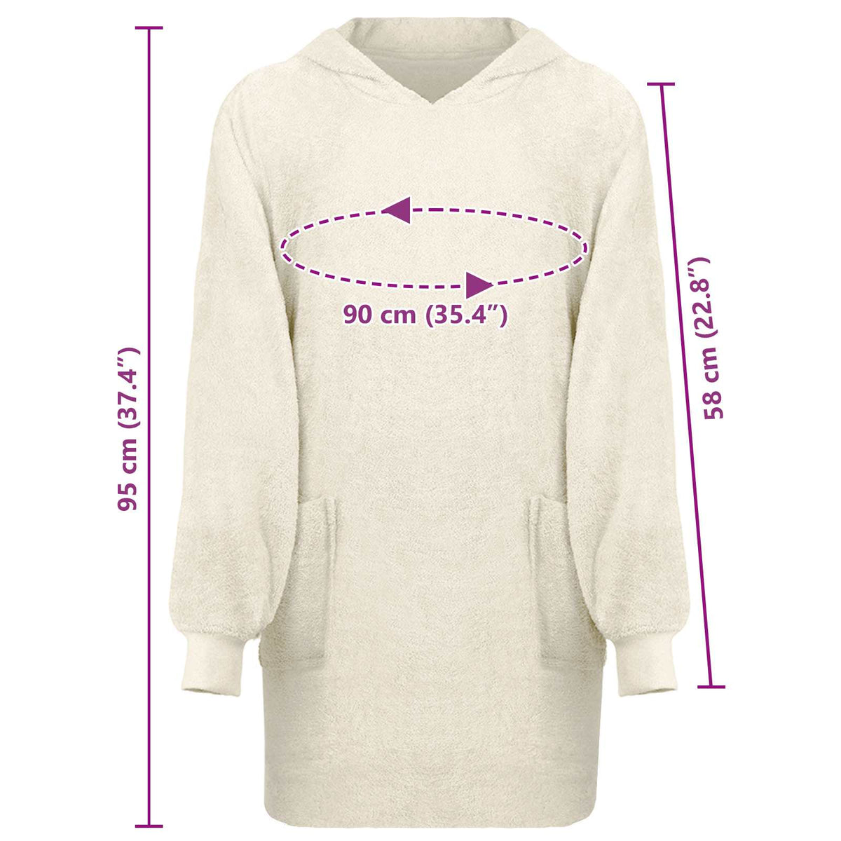 Tæppe-hoodie KINN Creme L Bomuld
