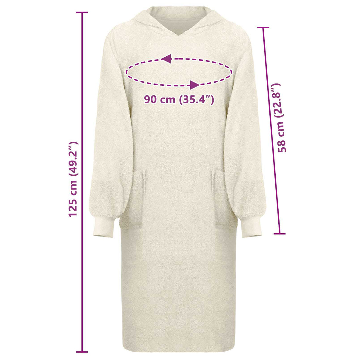 Tæppe-hoodie KINN Creme XL Bomuld