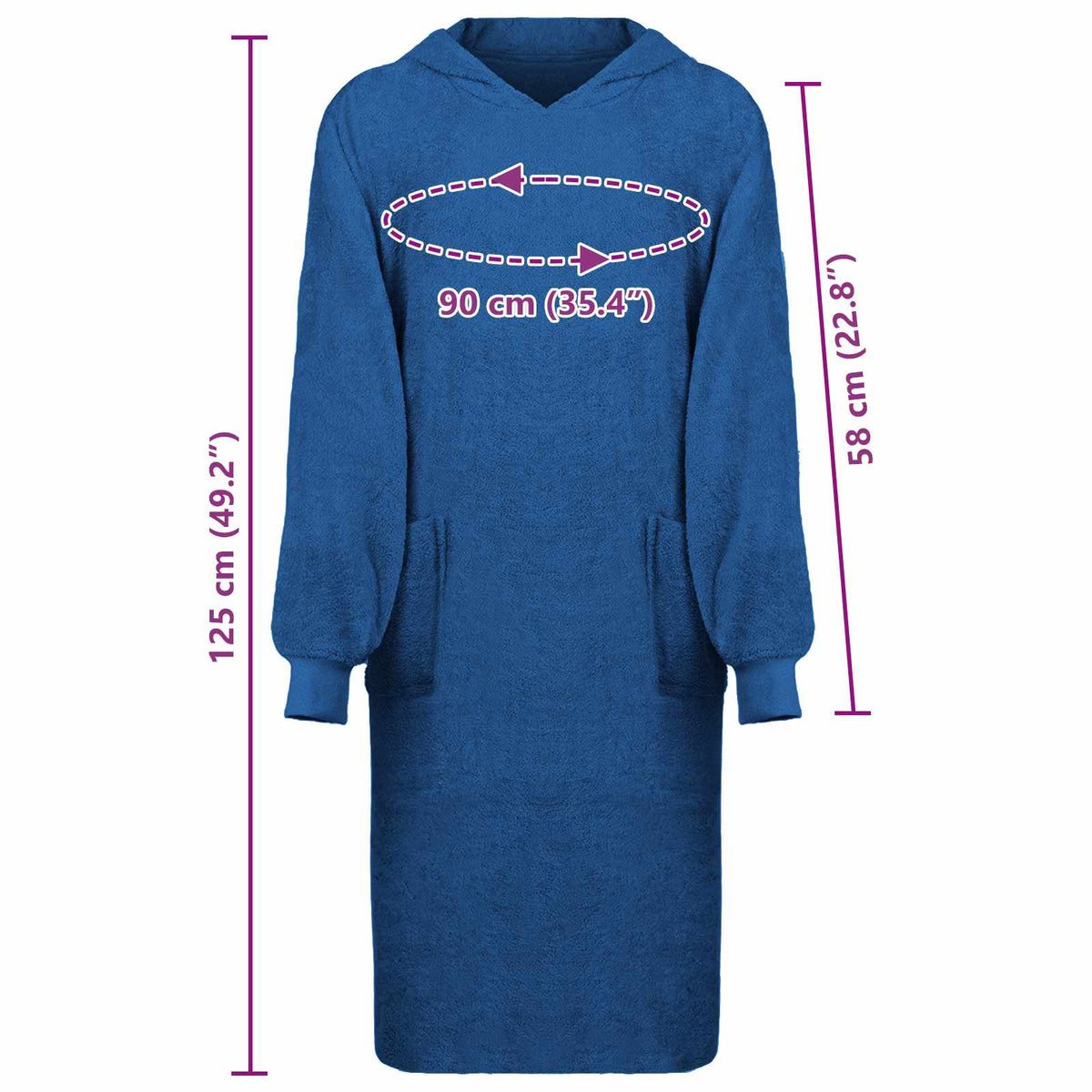 Tæppe-hoodie KINN Marineblå XL Bomuld