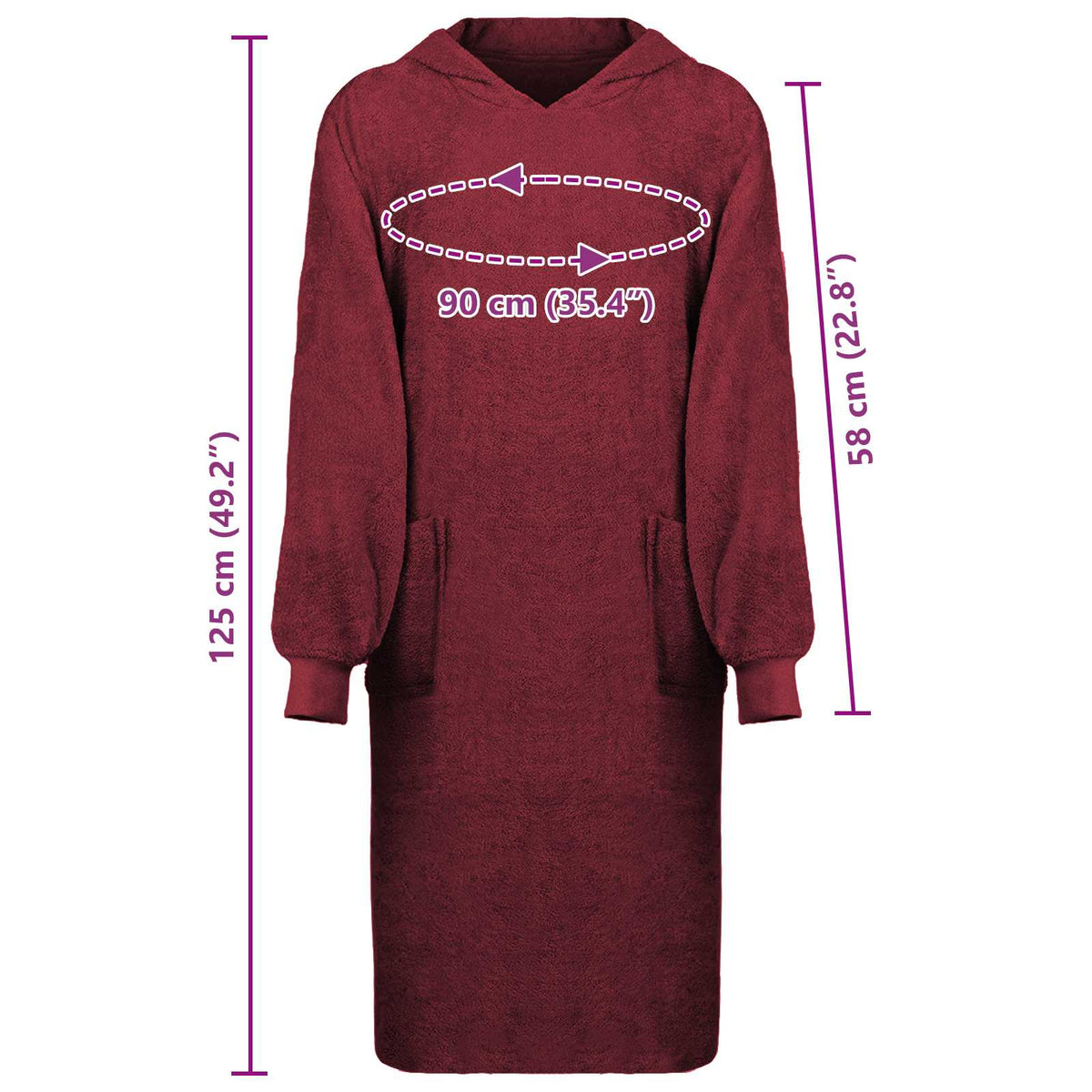 Tæppe-hoodie KINN Rød XL Bomuld
