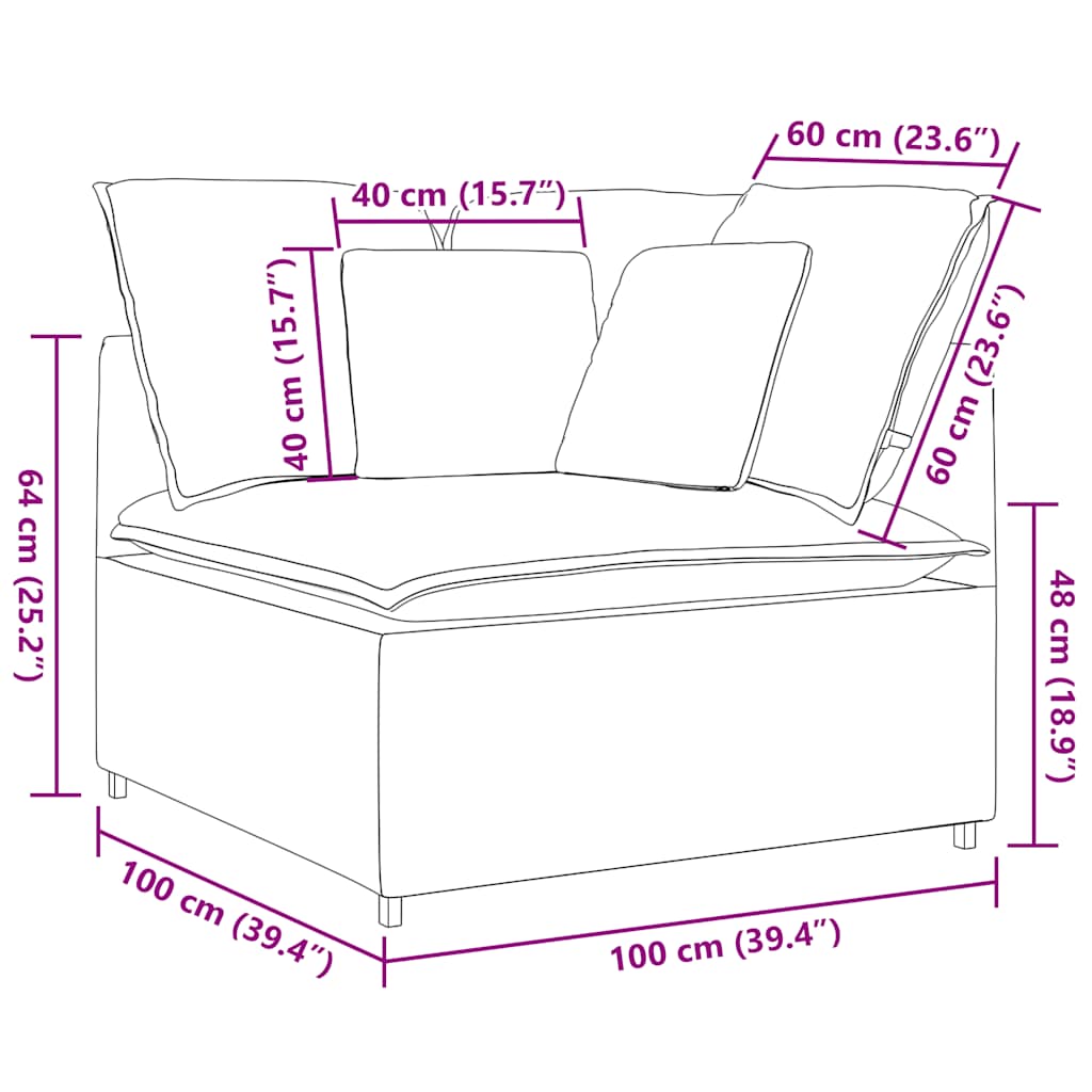 modulsofa hjørnemodul med hynder 100 cm lysegul