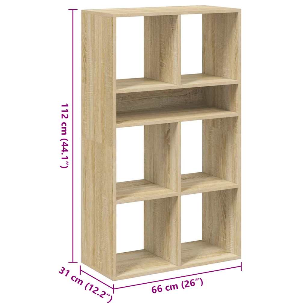 bogreol 66x31x112 cm konstrueret træ sonoma-eg