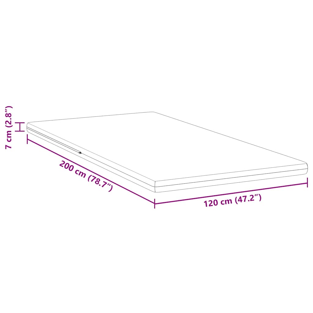 Madras topper 120 x 200 cm tyk Jacquard stof Hvid