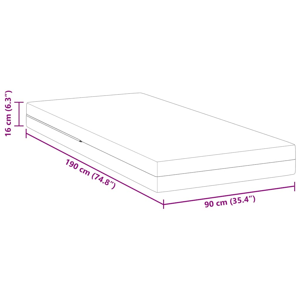 Madras Medium fast 90 x 190 cm Hvid