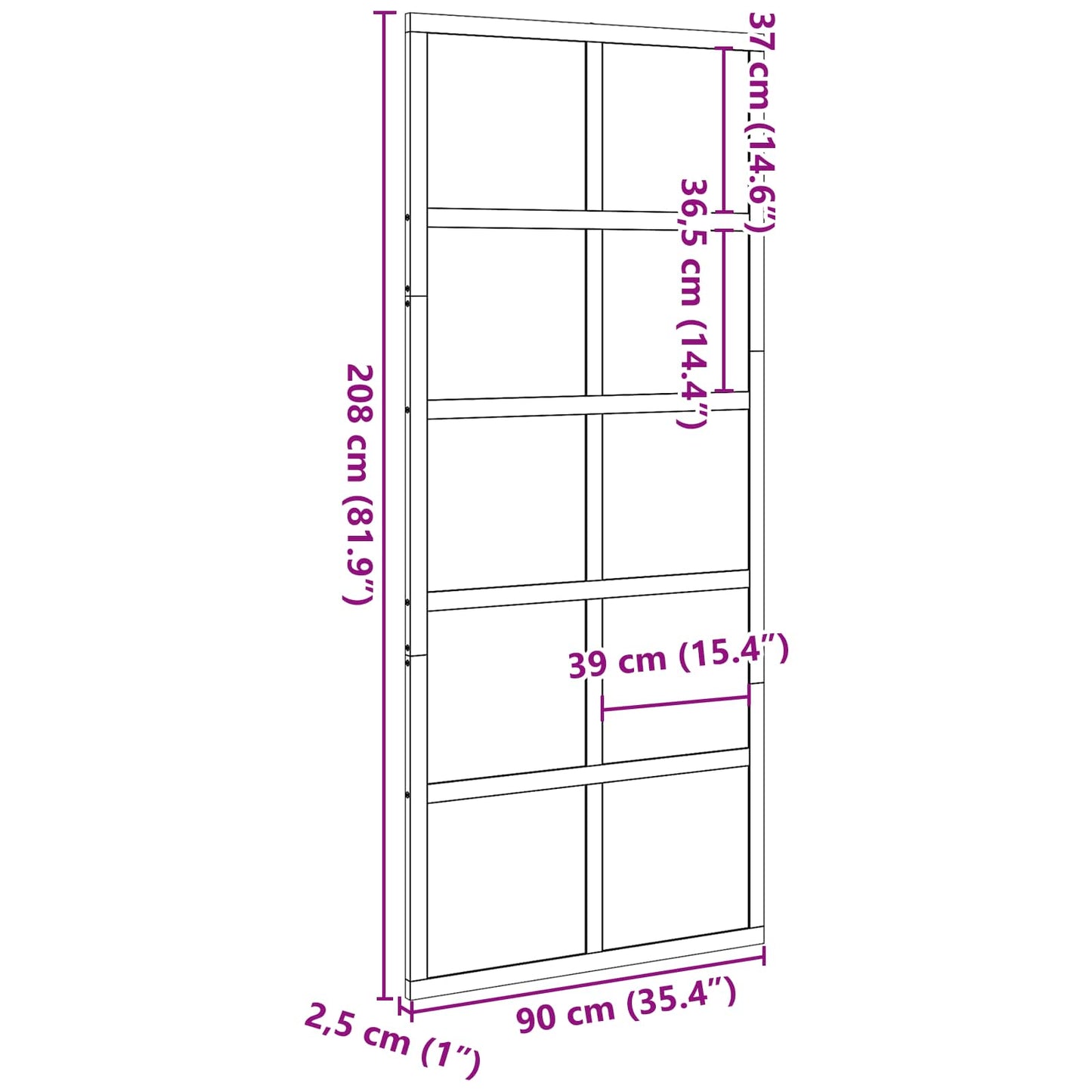 Ladedør Voksbrun 90 x 208 cm Massivt fyrretræ