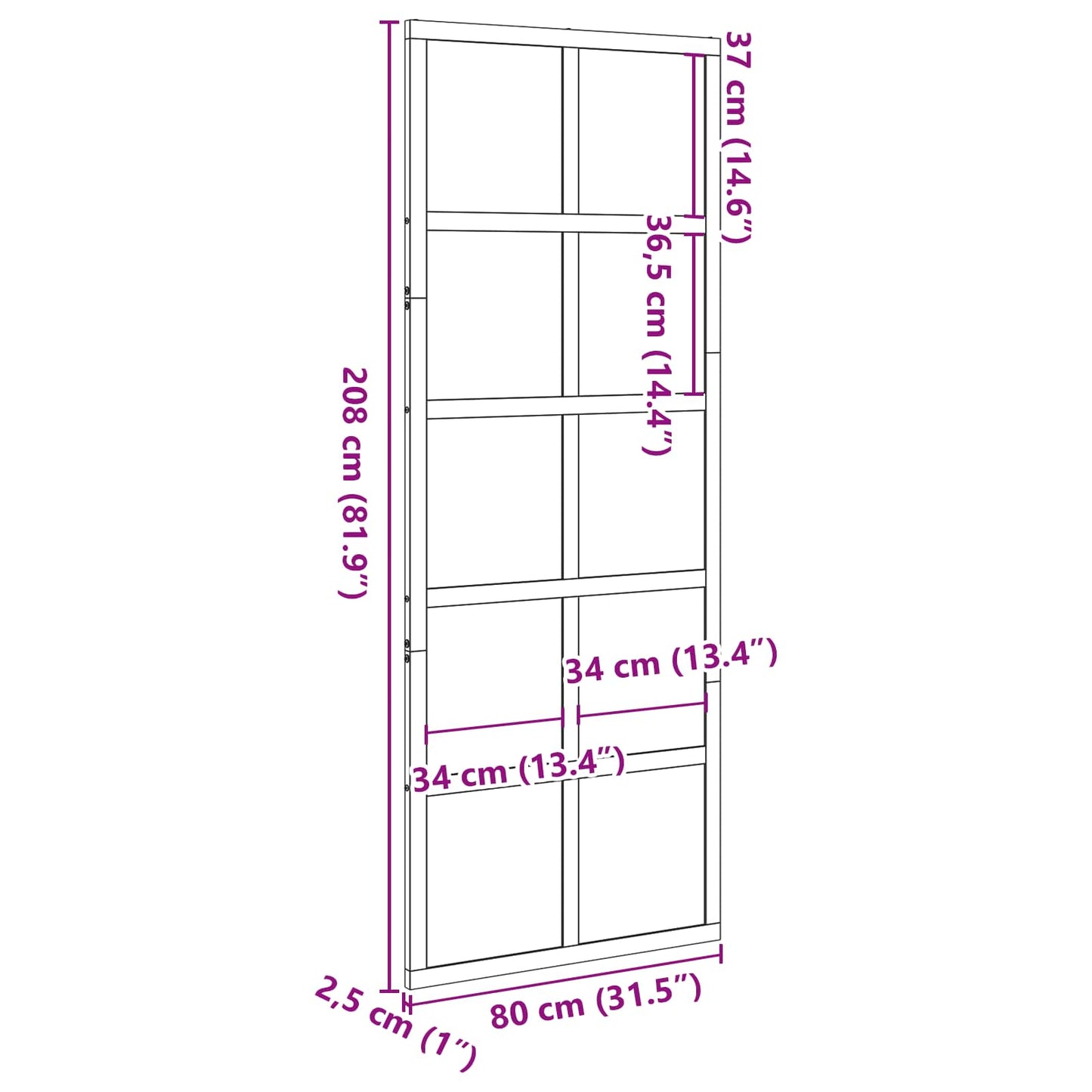 Ladedør Voksbrun 80 x 208 cm Massivt fyrretræ