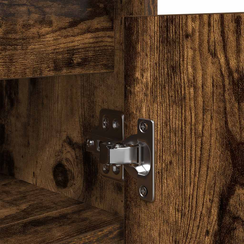 skoskab 29,5x34x76 cm konstrueret træ røget egetræsfarve