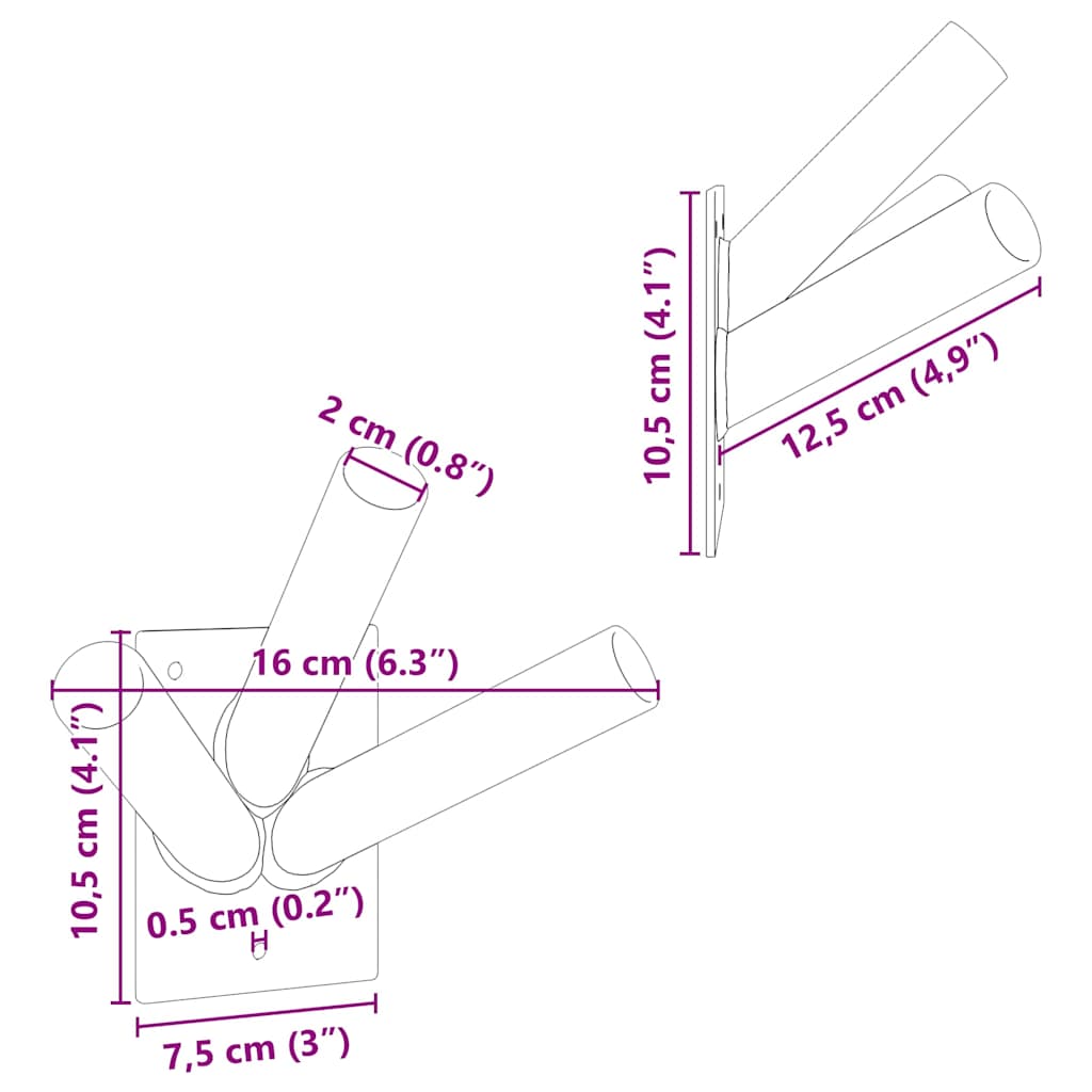 Flag Pol Holde Sort 10,5 x 7,5 x 0,2 cm Stål