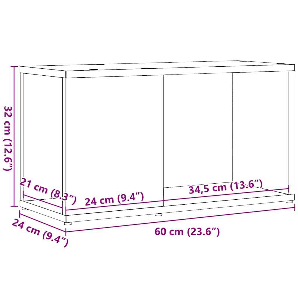 tv-bord 60x24x32 cm konstrueret træ sort egetræsfarve