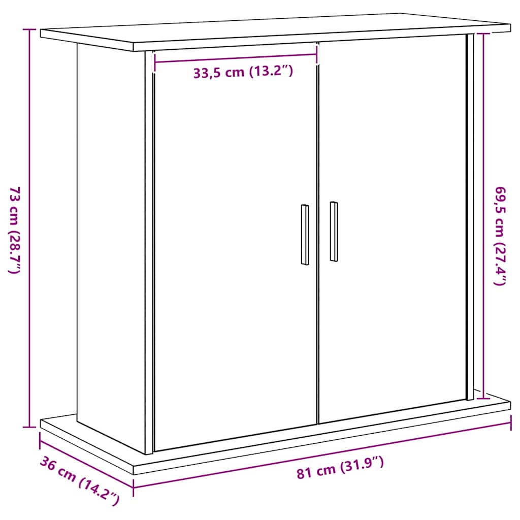 akvariestativ sort egetræ 81x36x73 cm konstrueret træ