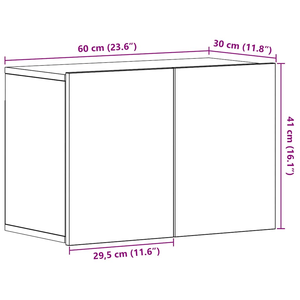 TV-skab sort egetræ 60x30x41 cm konstrueret træ