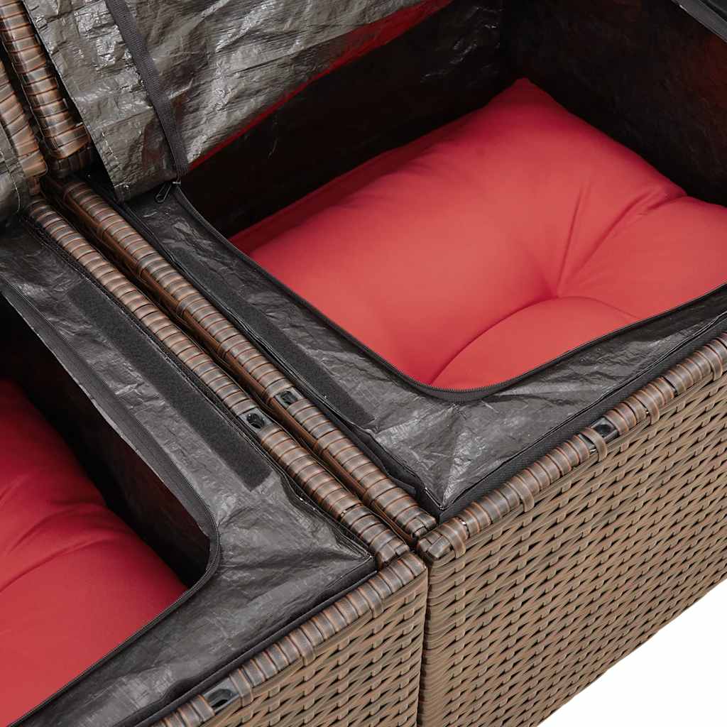 sofasæt til haven 6 dele med hynder polyrattan brun