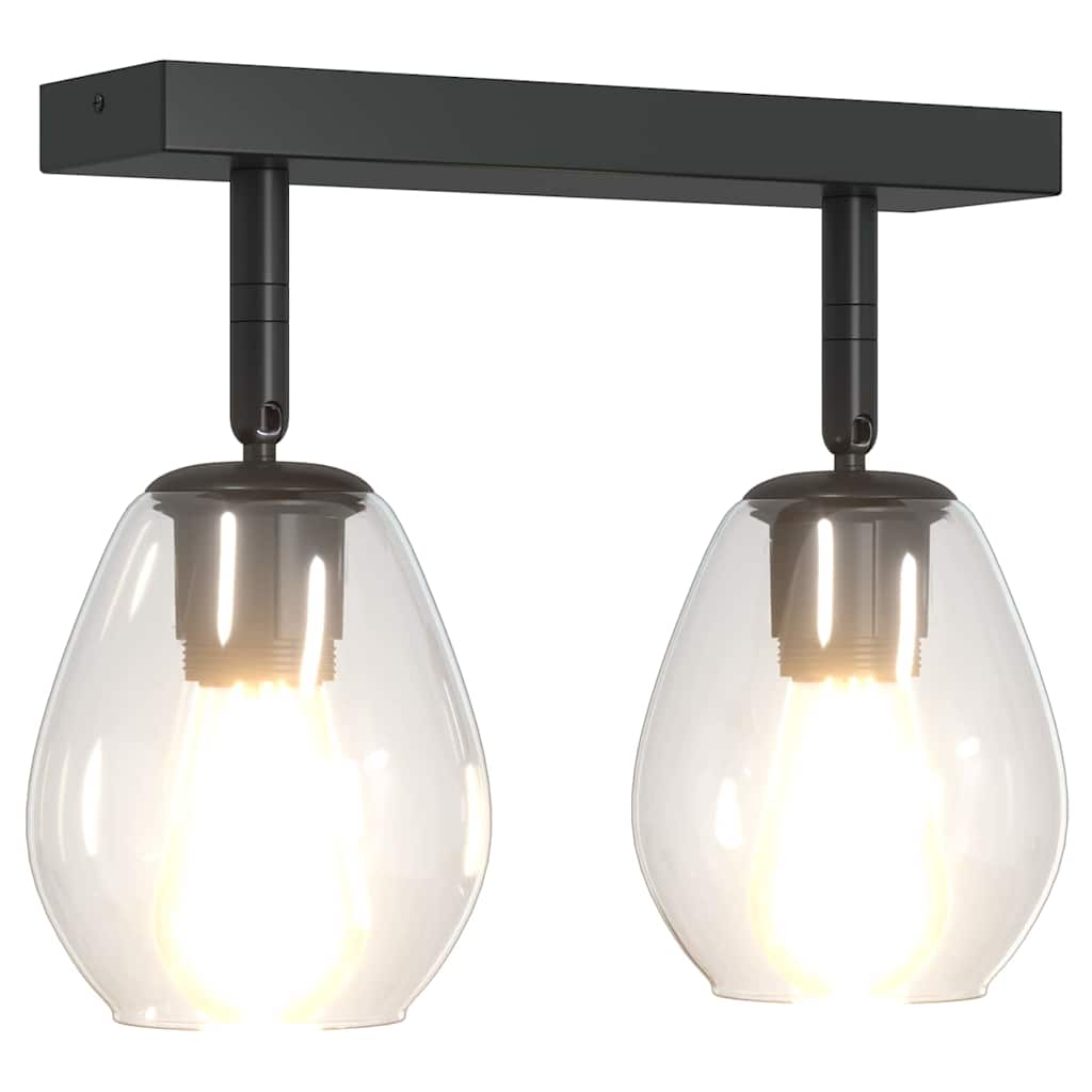 Loftsspot med spotlights Sort 33 x 13 x 26 cm Glas og Metal