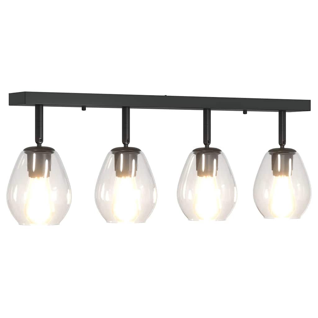 Loftsspot med spotlights Sort 73,5 x 13 x 26 cm Glas og Metal