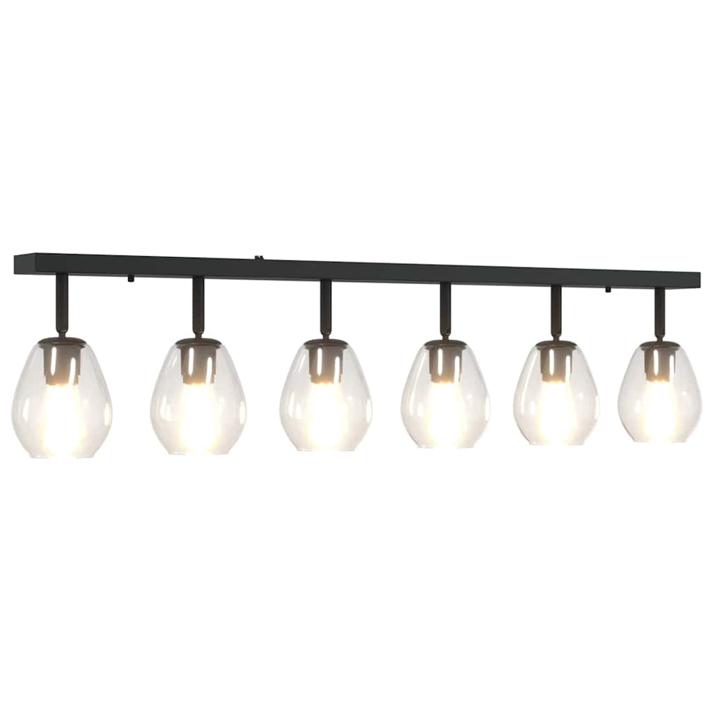 Loftsspot med spotlights Sort 110,5 x 13 x 26 cm Glas og Metal