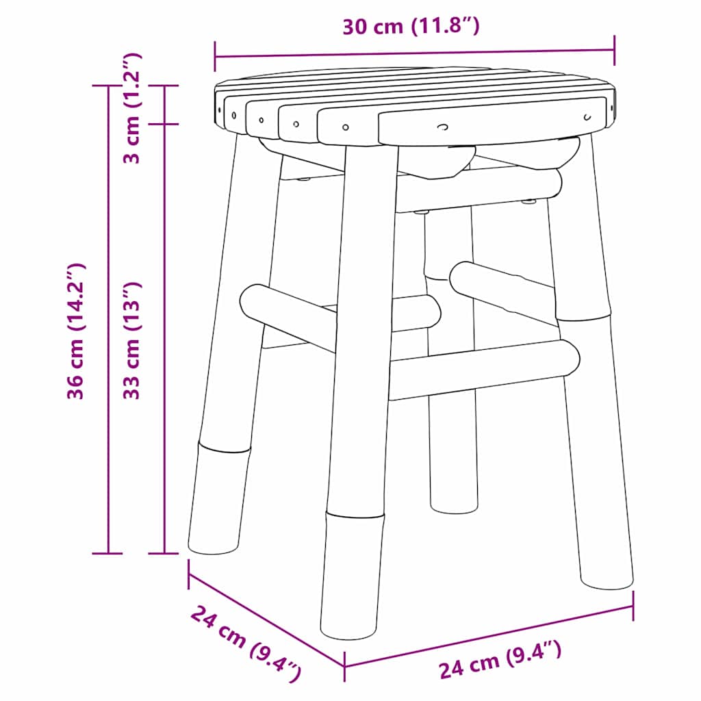 Taburet Naturlig bambus 30 x 30 x 36 cm Bambus
