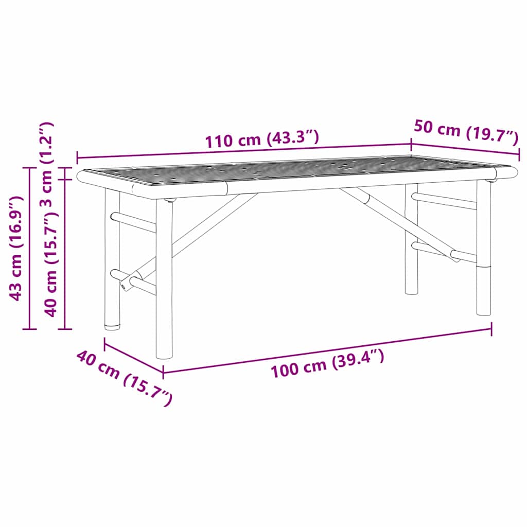 Sofabord Brun 110 x 50 x 43 cm Bambus