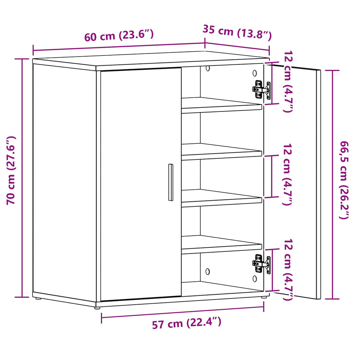 Sko skab 60 x 35 x 70 cm Konstrueret træ Sort eg