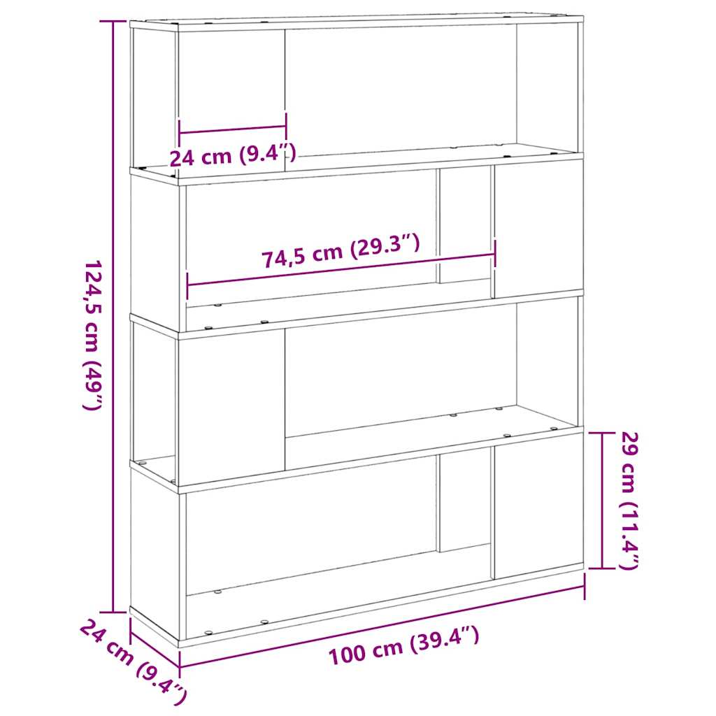 TV-møbelsæt 100 x 24 x 124,5 cm Sort eg Konstrueret træ