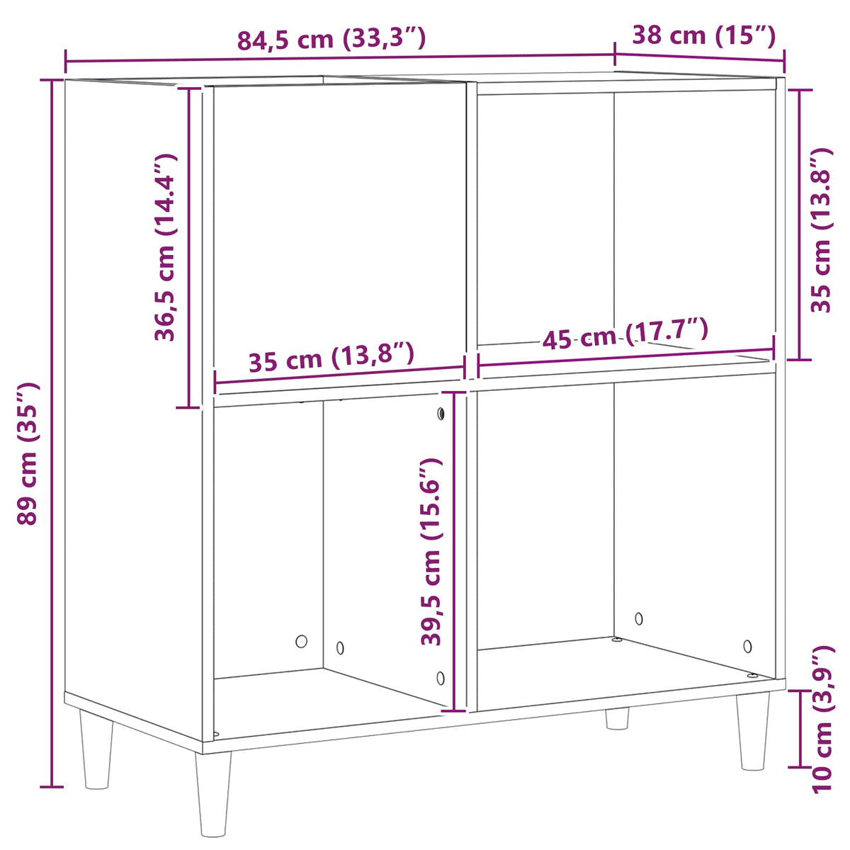 Pladeskab med hylde Sort eg 84,5 x 38 x 89 cm Konstrueret træ