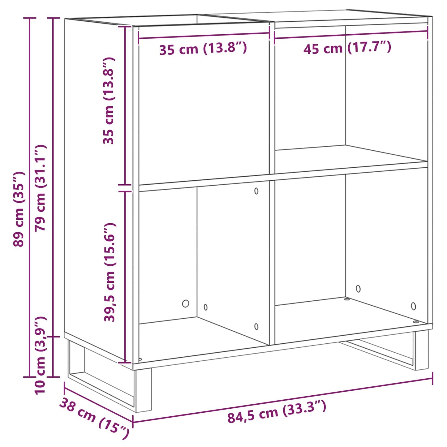 Pladeskab artisan eg 84,5 x 38 x 89 cm Konstrueret træ