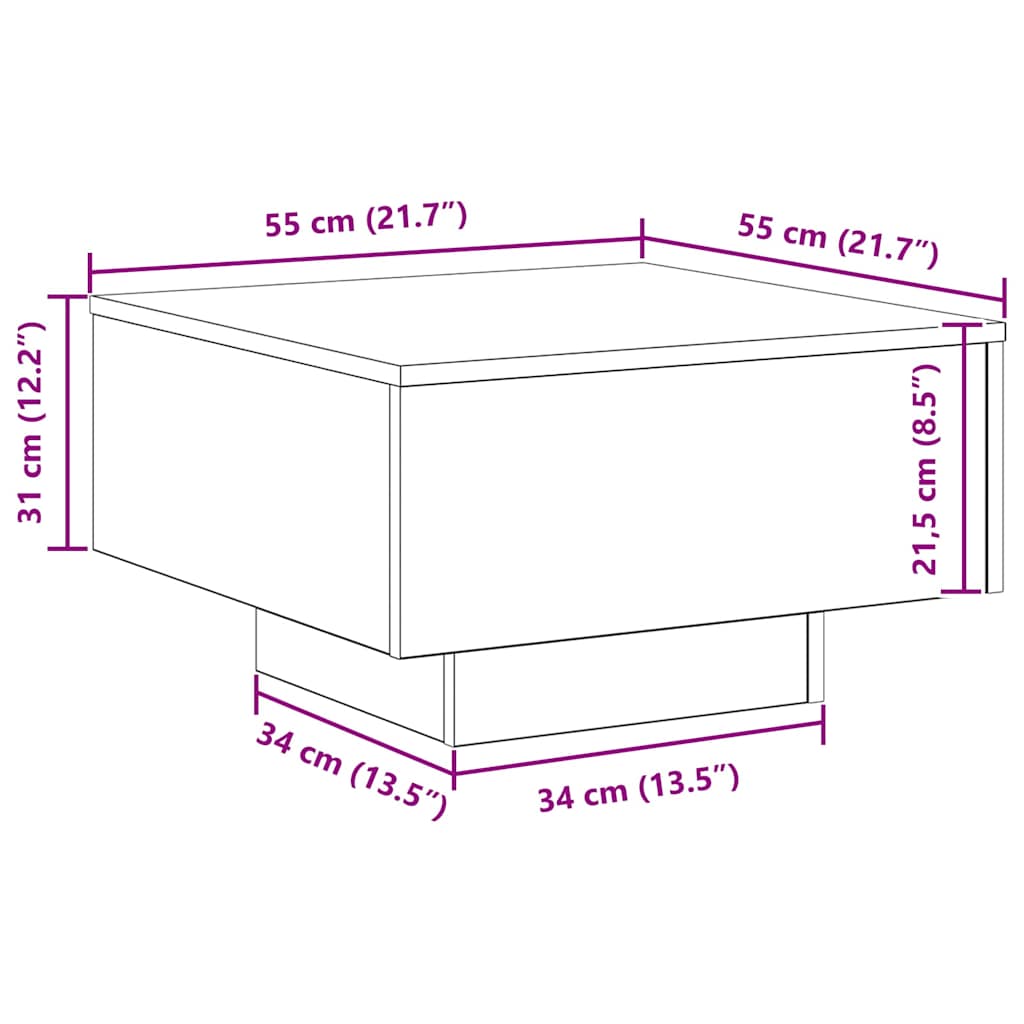 Gammelt træ 55 x 55 x 31 cm Konstrueret træ