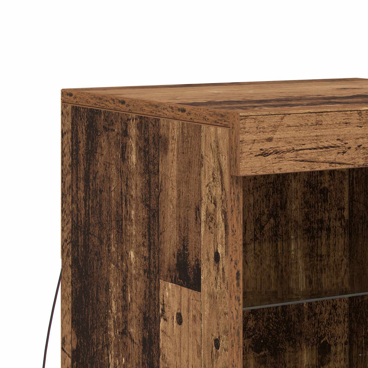 LED Sideboard Gammelt træ 41 x 37 x 67 cm Konstrueret træ