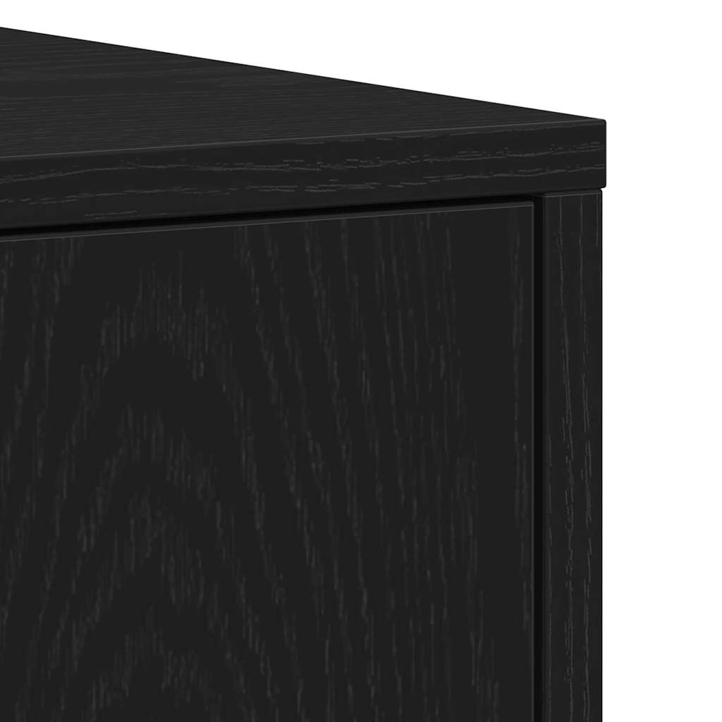 badeværelsesskab 30x30x183,5 cm konstrueret træ sort-eg