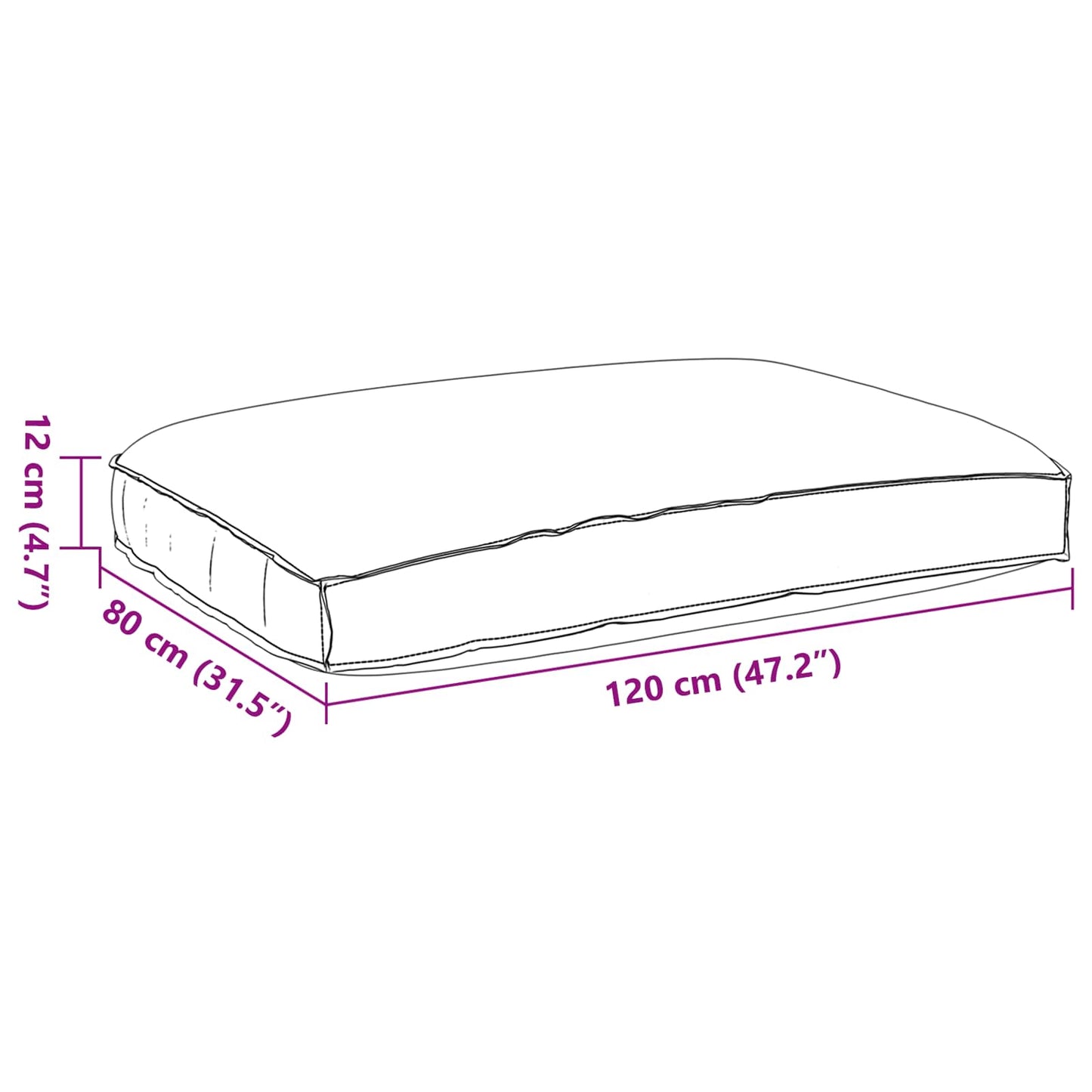 Pude Oxford stof Antracit 120 x 80 x 12 cm