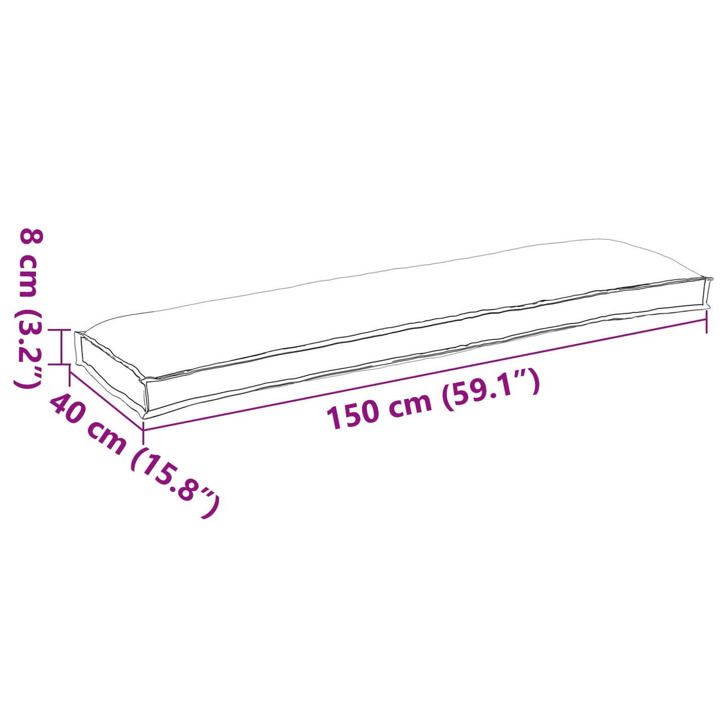 Palle Pudesæt 2 stk. Oxford Stof Antracit 150 x 40 x 8 cm