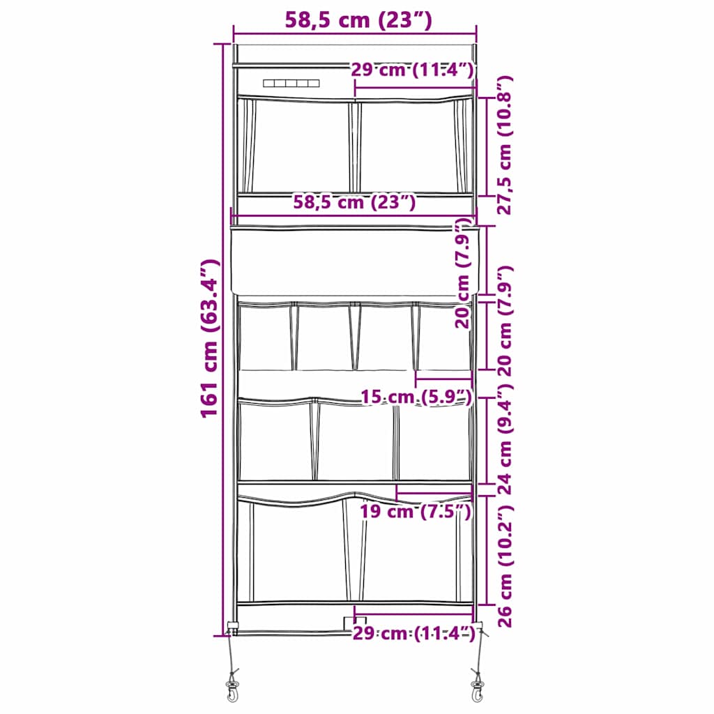 Opbevaringspose med opbevaring Sort og Blå 161 x 58,5 cm oxford