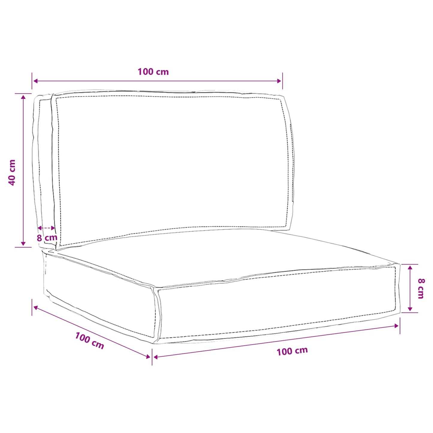Palle Pudesæt Oxford stof Grøn Blad Mønster 70 x 70 x 12 cm