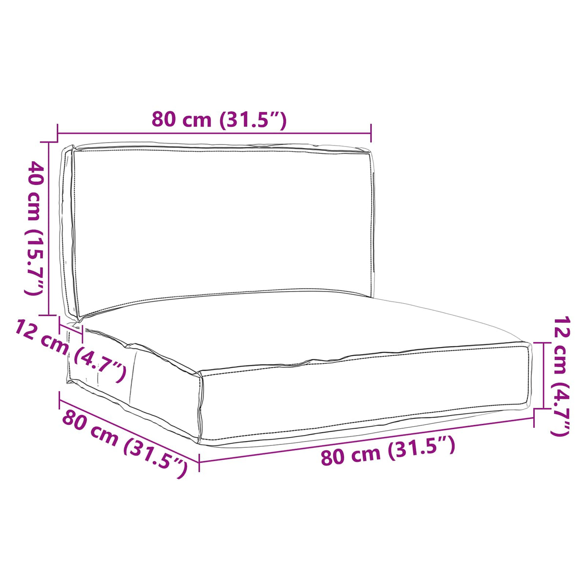 Palle Pudesæt Oxford stof Antracit 80 x 80 x 52 cm