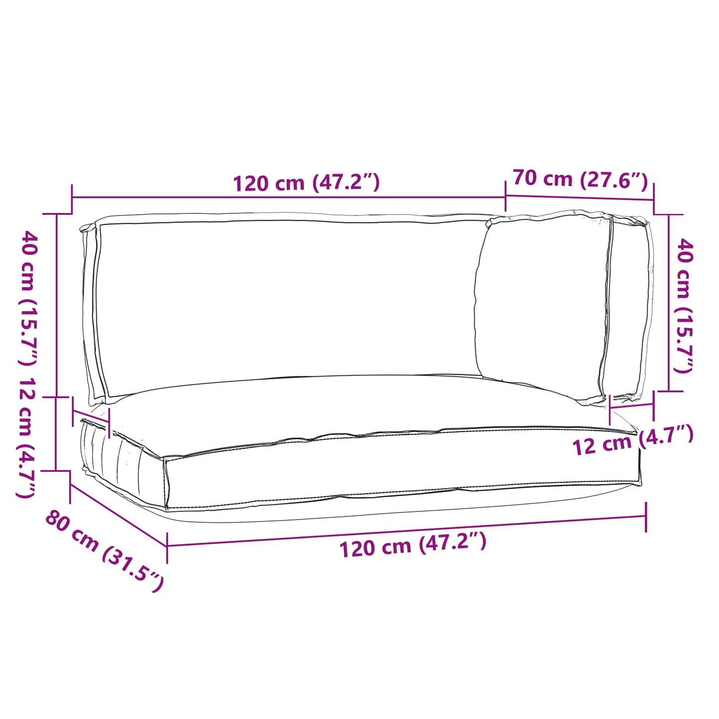 Palle Pudesæt Oxford stof Antracit 120 x 80 x 52 cm