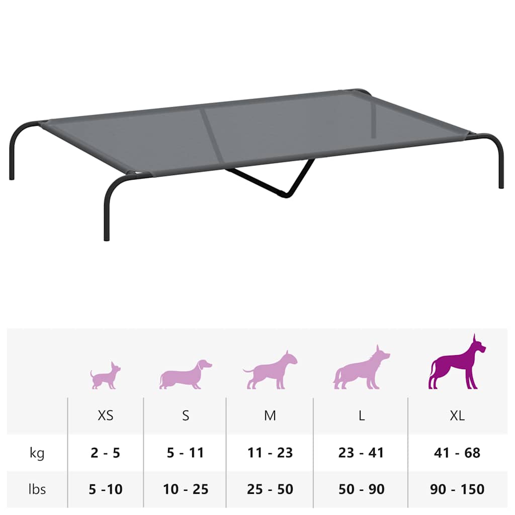forhøjet hundeseng 150x90x20 cm textilene og stål grå