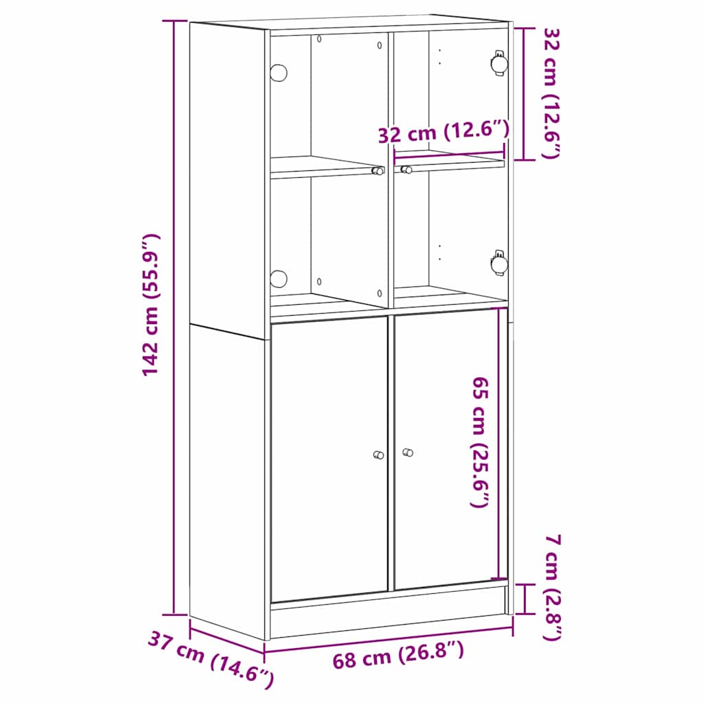 Highboard Sort eg 68 x 37 x 142 cm