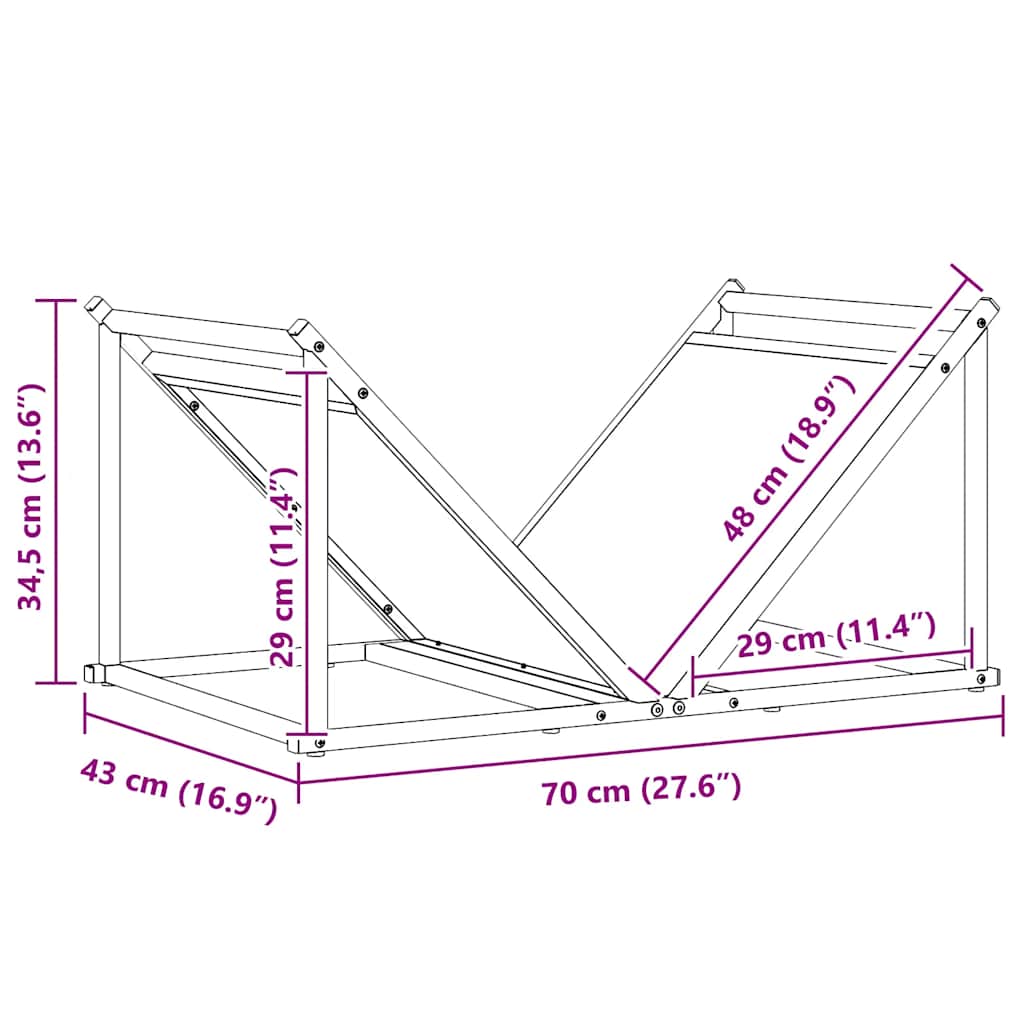 brændestativ 70x43x34,5 cm koldvalset stål hvid