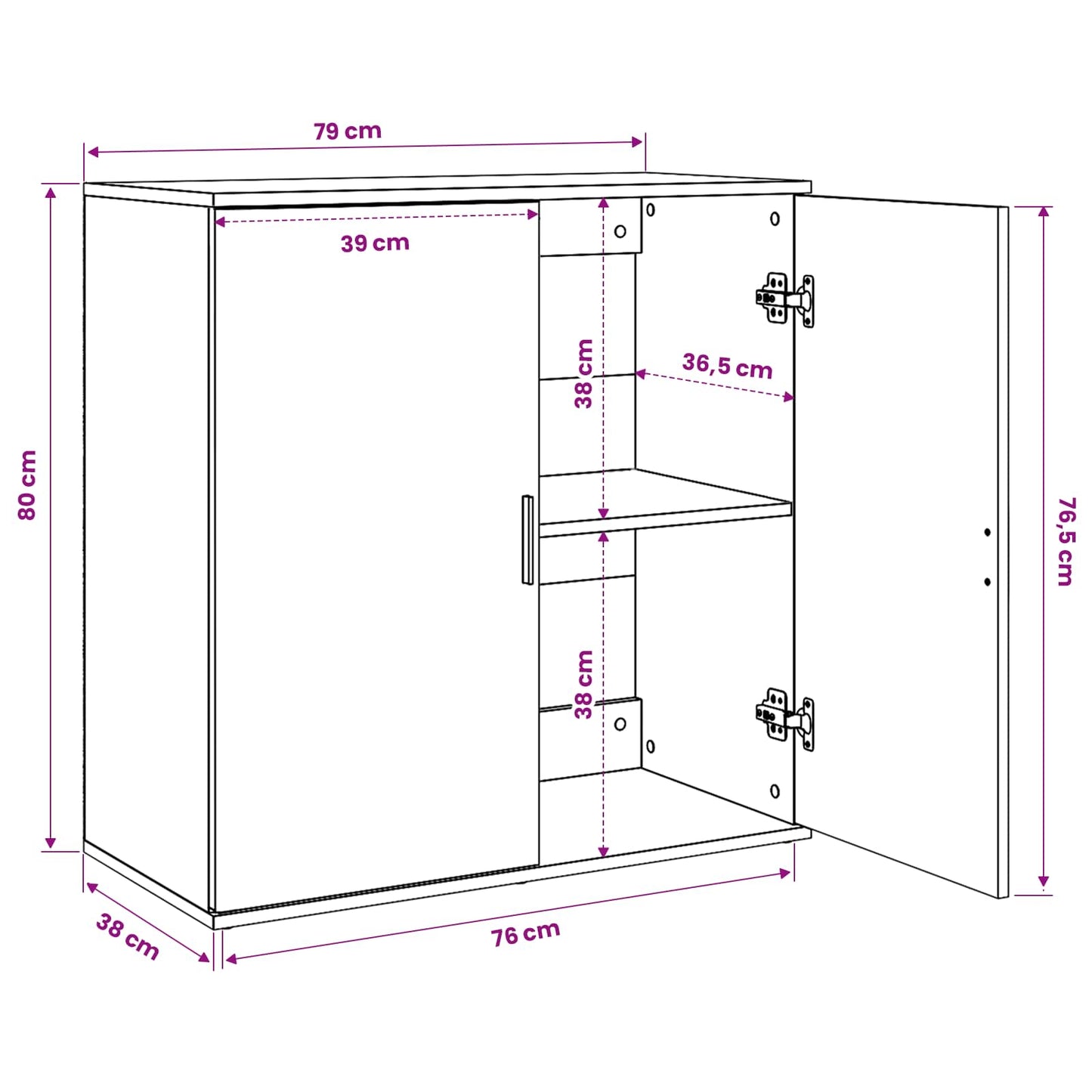 Sideboard Gammelt træ 79 x 38 x 80 cm Konstrueret træ