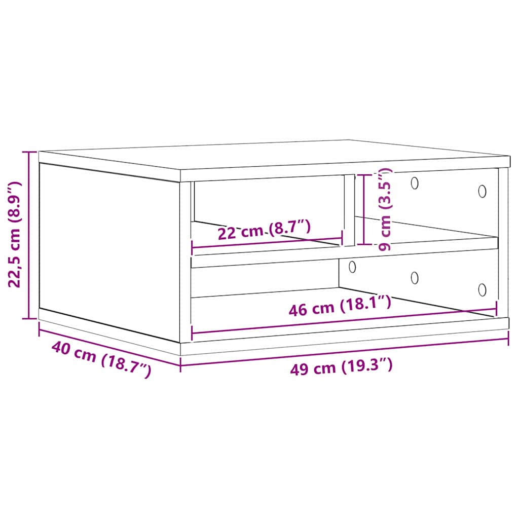 Printerstand Gammelt træ 49 x 40 x 22,5 cm Konstrueret træ