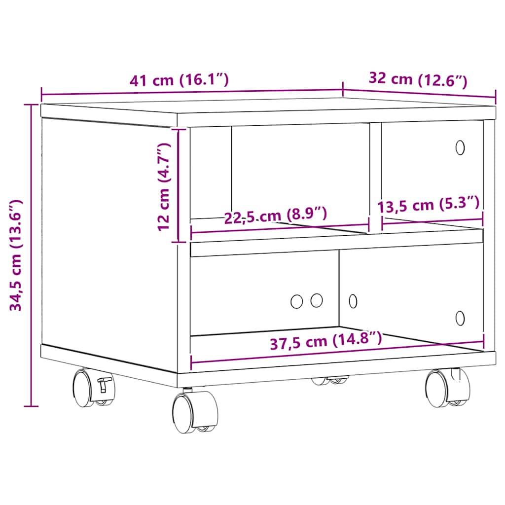 Printerstand Gammelt træ 41 x 32 x 34,5 cm Konstrueret træ