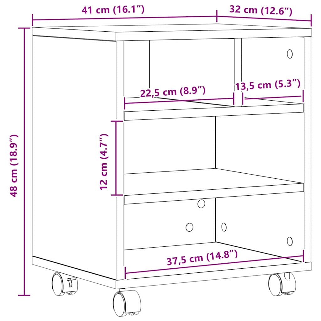 Printerstand Gammelt træ 41 x 32 x 48 cm Konstrueret træ