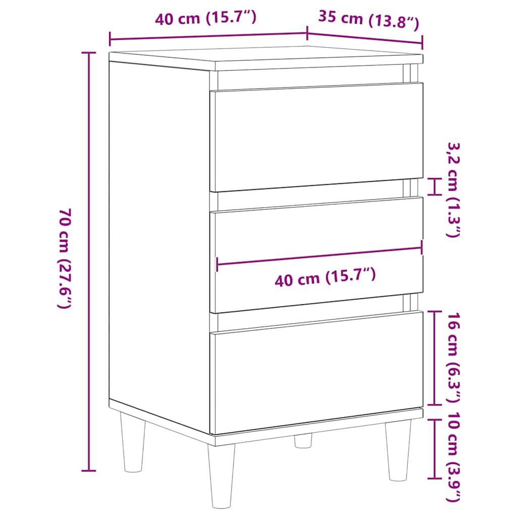 Natskab Sort eg 40 x 35 x 70 cm Konstrueret træ