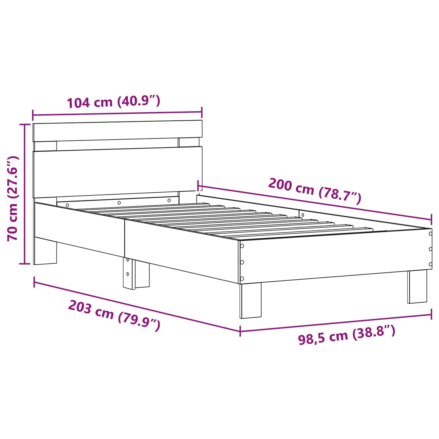 Sengestel Gammelt træ 100 x 200 cm Konstrueret træ