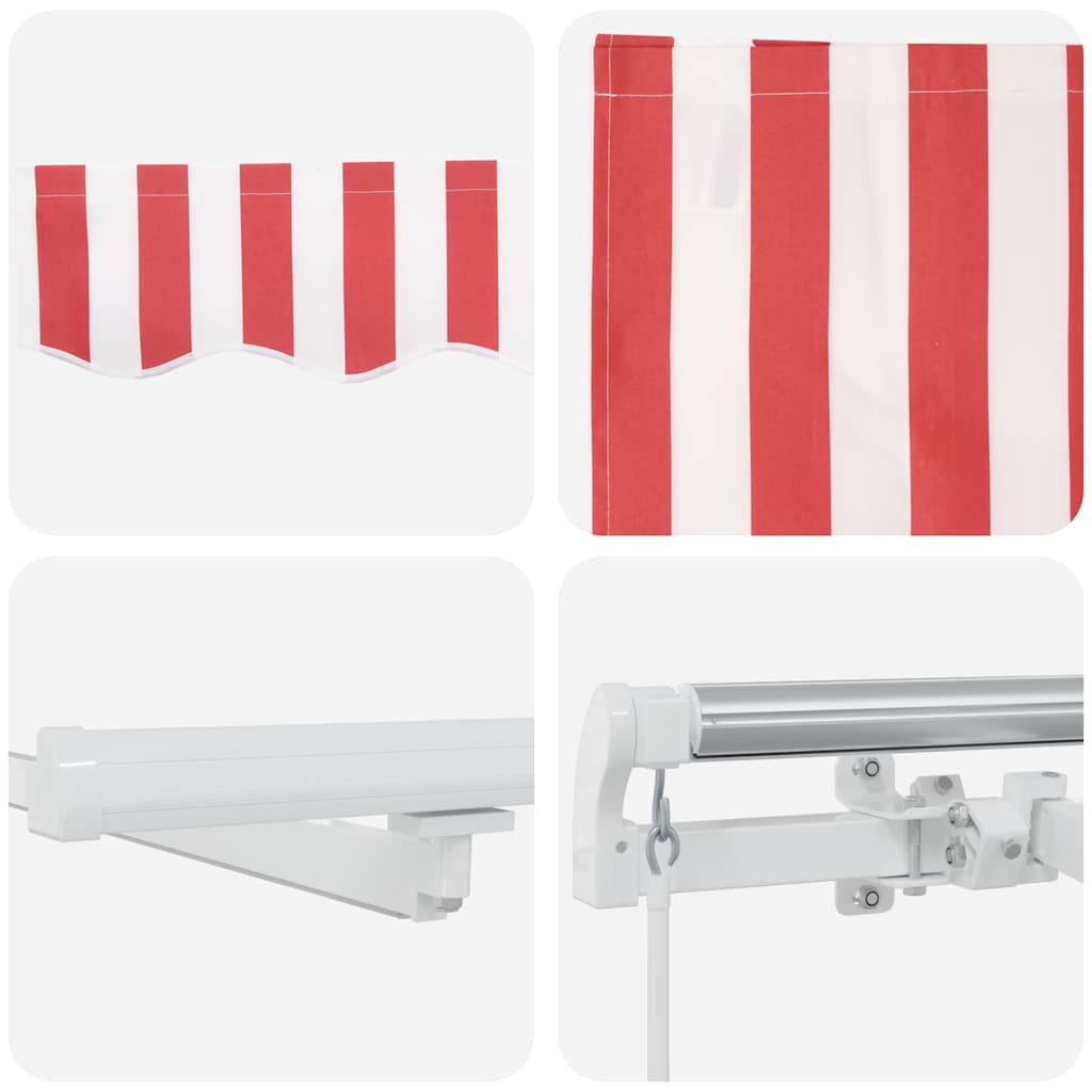 Udtrækkelig markise Rød og Hvid 450 × 350 cm Stof og aluminium