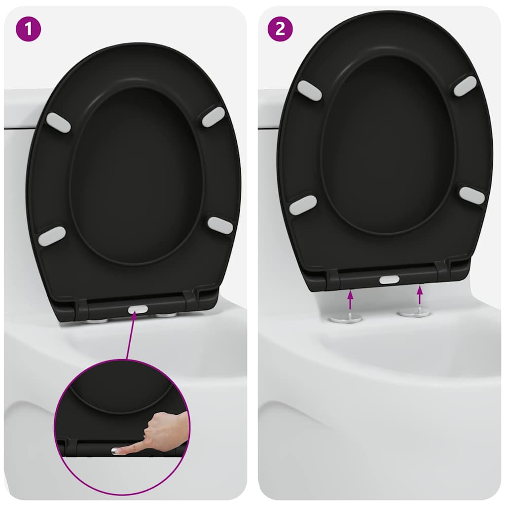 Toilet sæde Sort 47 x 37 x 4 cm Duroplast