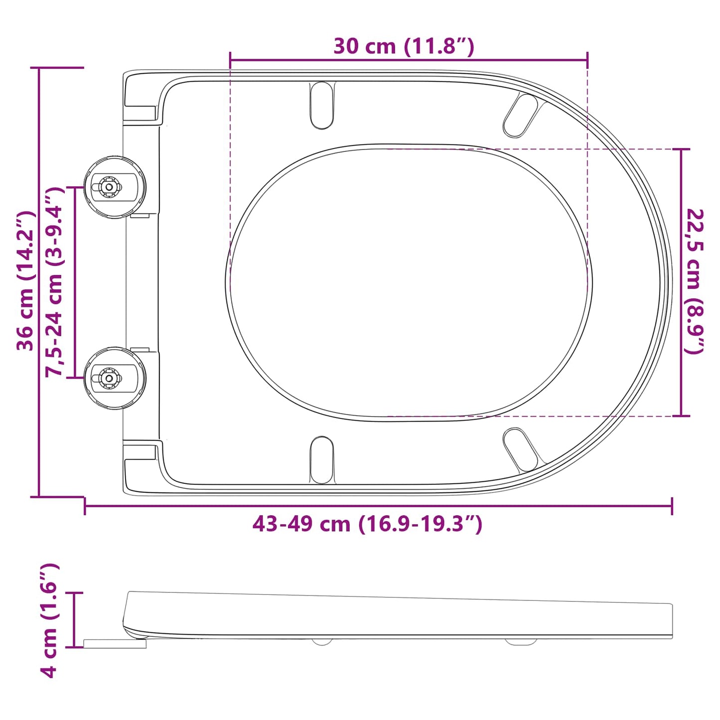 Toilet sæde Hvid 49 x 36 x 4 cm Duroplast