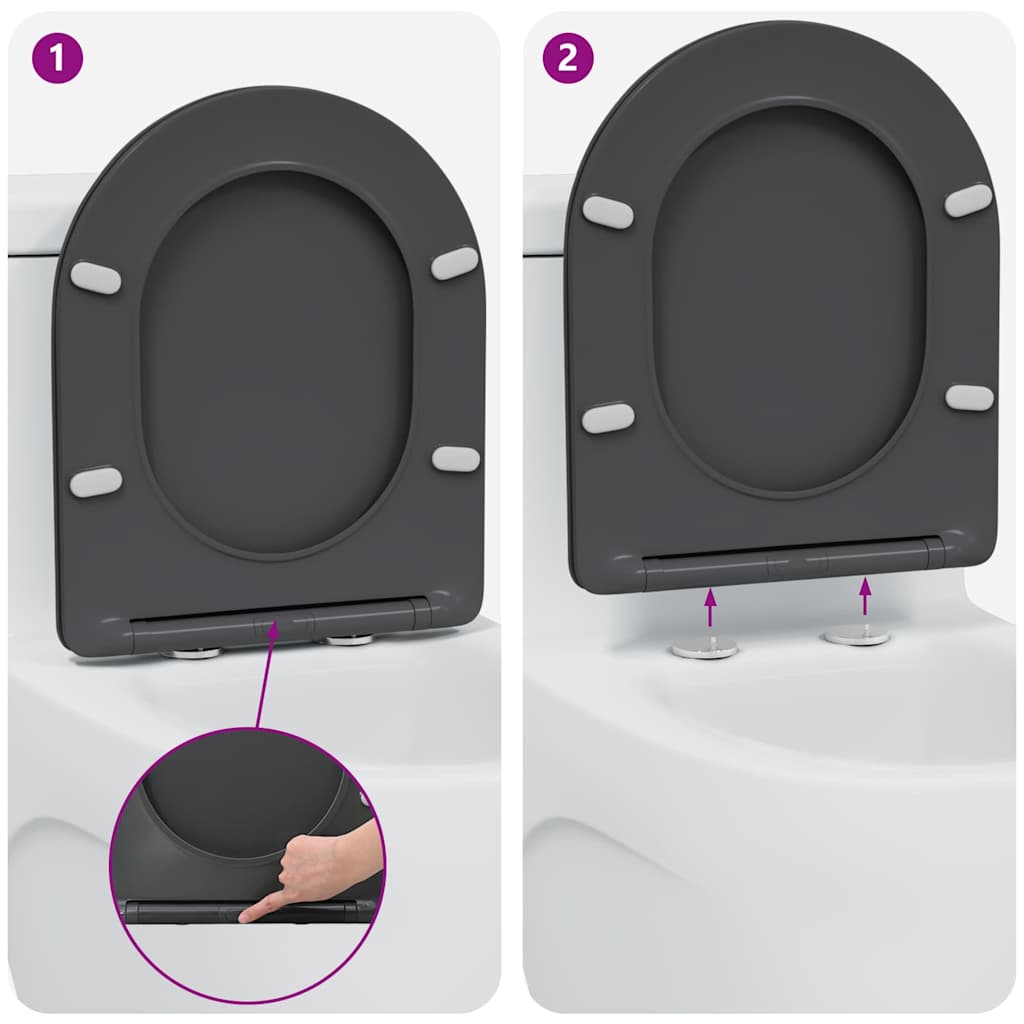 Toilet sæde Antracit 47 x 36 x 3,4 cm Duroplast