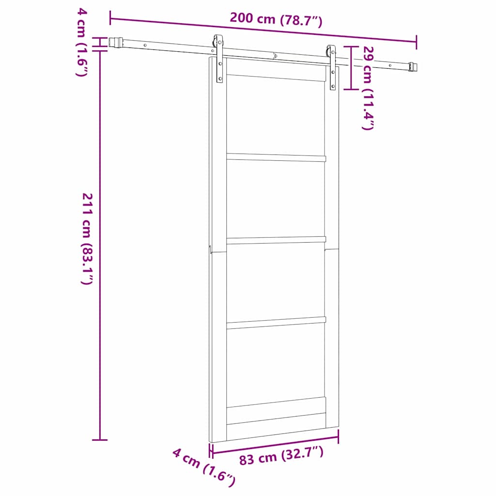 Skydedør ORKDAL Hvid og sort 83 x 211 cm
