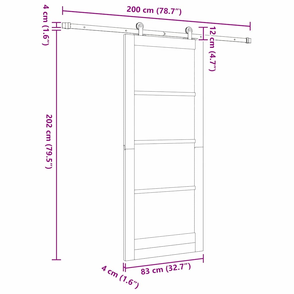 Skydedør ORKDAL 83 x 202 cm Massivt fyrretræ og glas Hvid