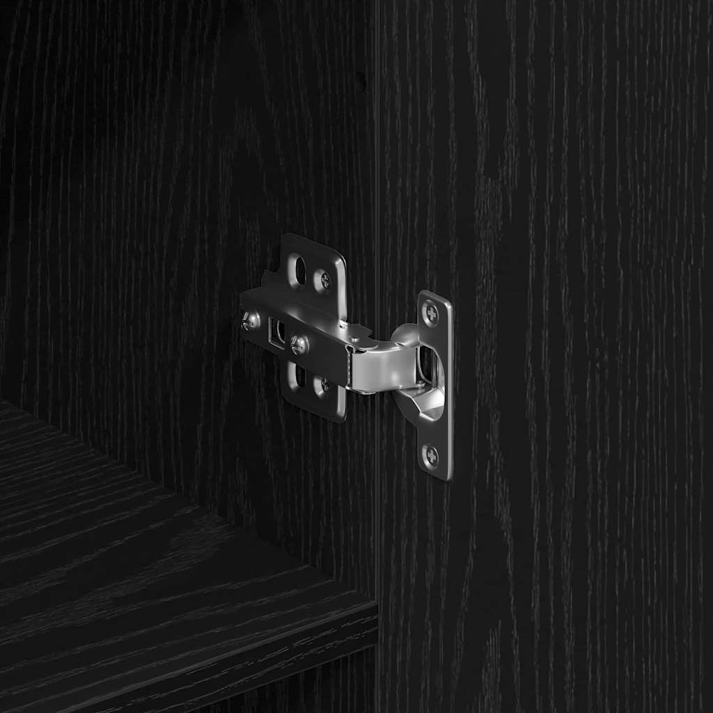 Highboard 2 stk. Sort eg 69,5 x 34 x 180 cm Ingeniørtræ og glas